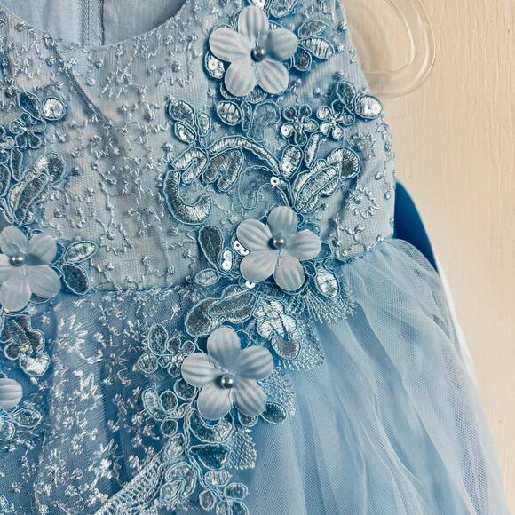 Blue Baby Ball Gown Flower Lace Tulle Dress 6–9M NWT - Picture 6 of 10